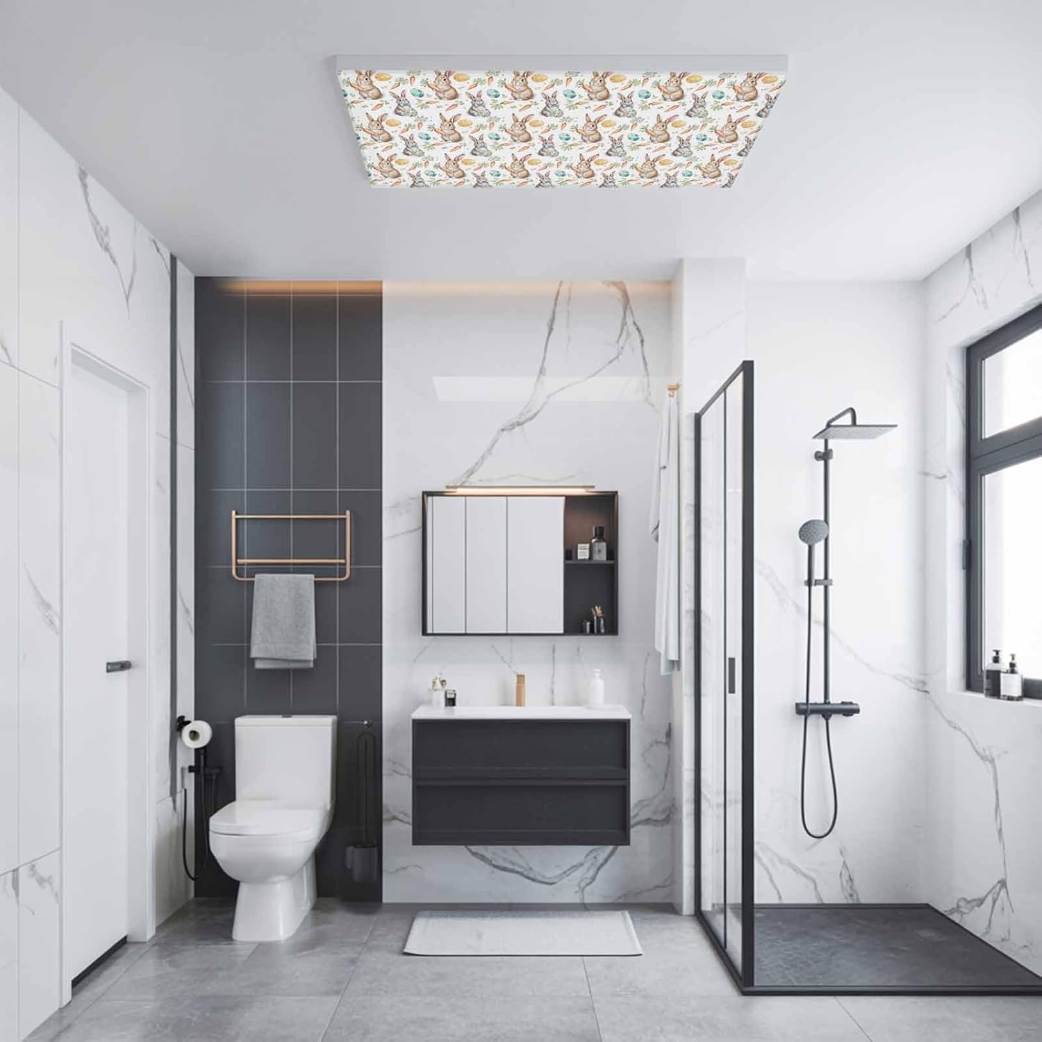 2x4 ft Fluorescent Light Cover for Ceiling Easter Egg Bunny Cartoon Carrot Magnetic Light Filters, Farmhouse Rabbit Leaves Ceiling Lampshades for Home School Office 4Pcs