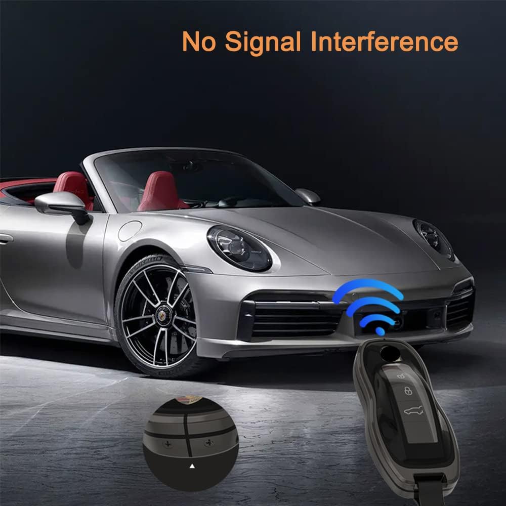 Alloy Metal Key Fob Cover,Compatible with Porsche Macan Cayenne Panamera 911 Boxster Cayman 718