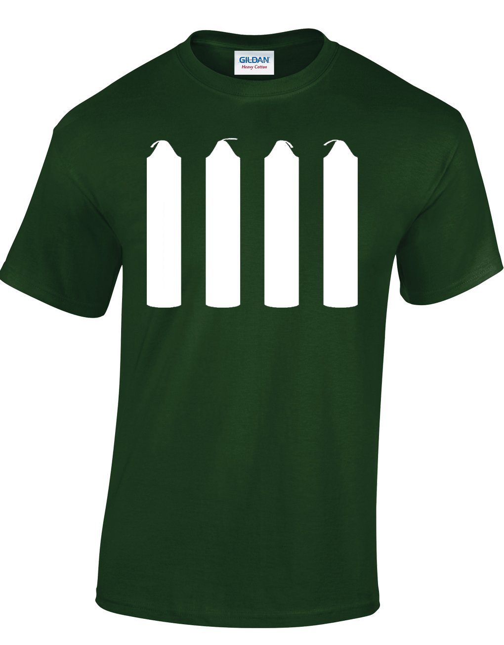 Crown Designs Four Candles Funny Cool for Men & Teenagers T-Shirts Tops - Dark Green/X-Large