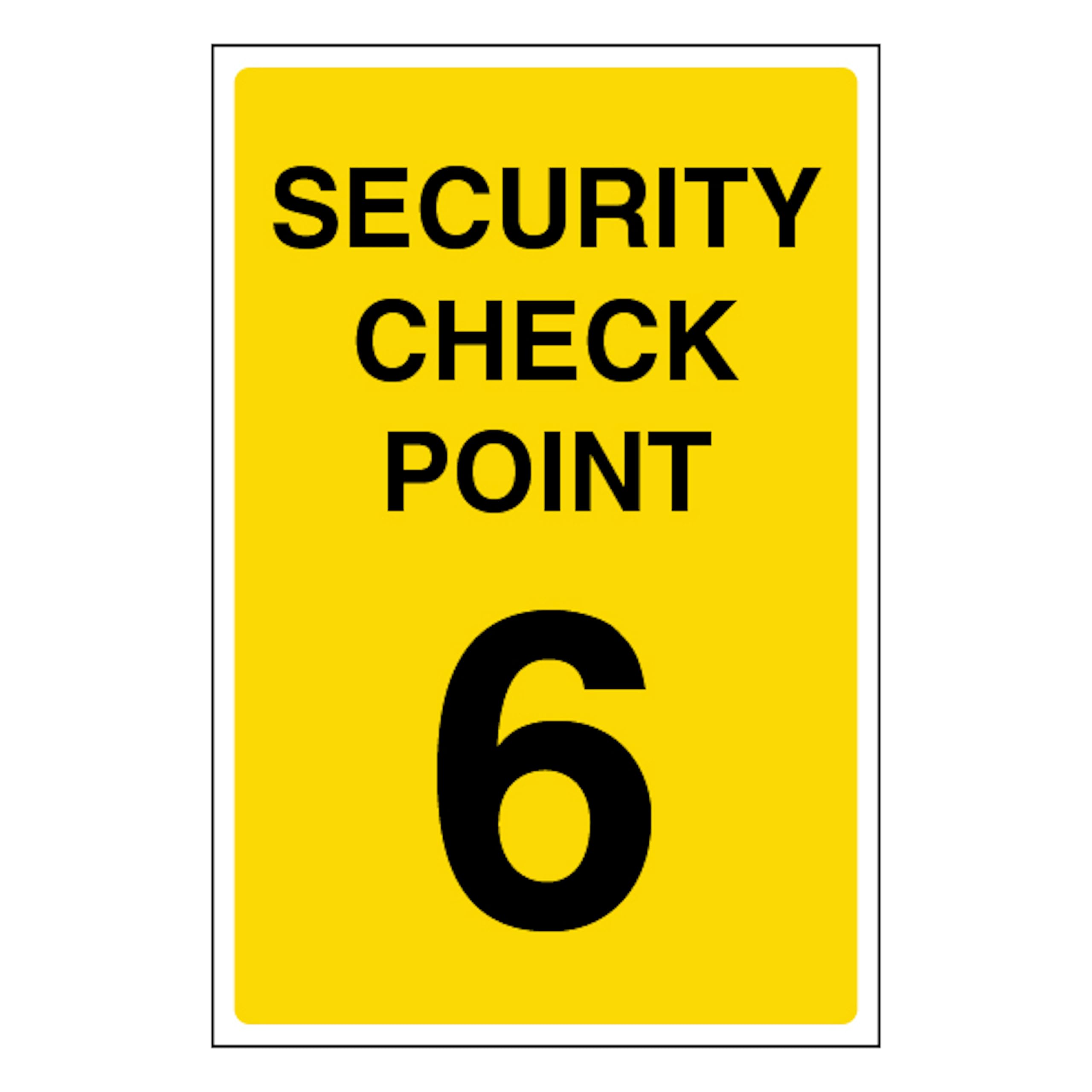 V Safety Security Check Point 6 200 x 300mm - 1mm Rigid Plastic