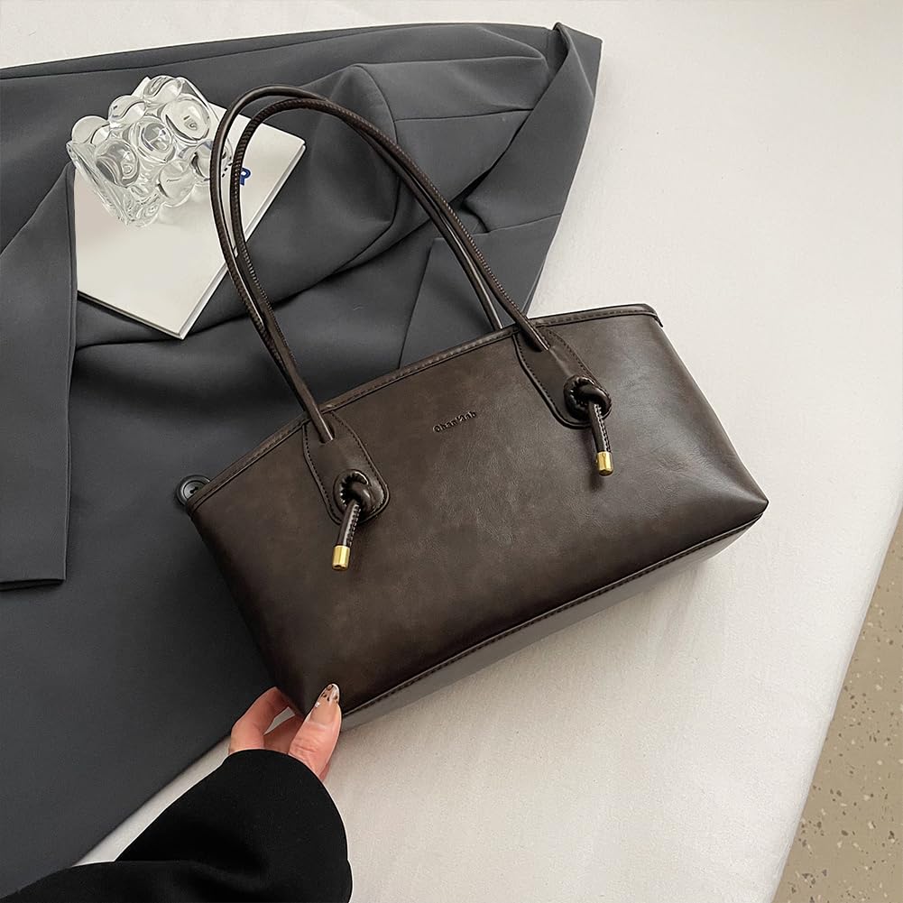 Retro-Schultertasche aus PU-Leder, Trendige Achseltasche mit großem Fassungsvermögen, Designer-Handtasche für Damen, ideal fürs Büro