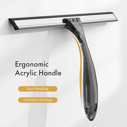 Miniatura 24 de AmazerBath Escobilla de ducha para puertas de vidrio, escobilla multiusos con gancho de succión y gancho adhesivo, escobilla transparente