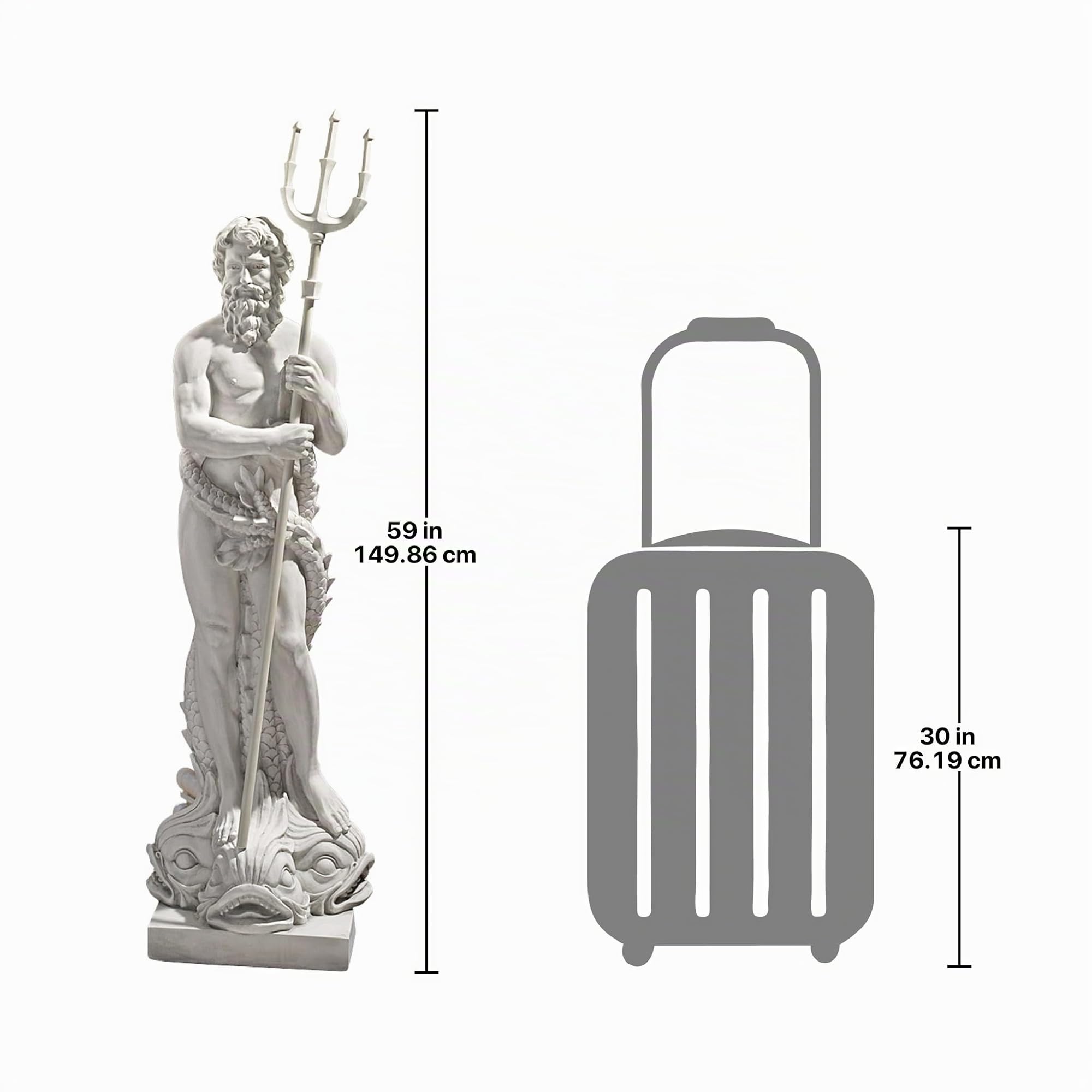 Design Toscano NG32474 Sculpture à Grande échelle de Poséidon Dieu de la mer Ivoire 33 x 44,5 x 150 cm