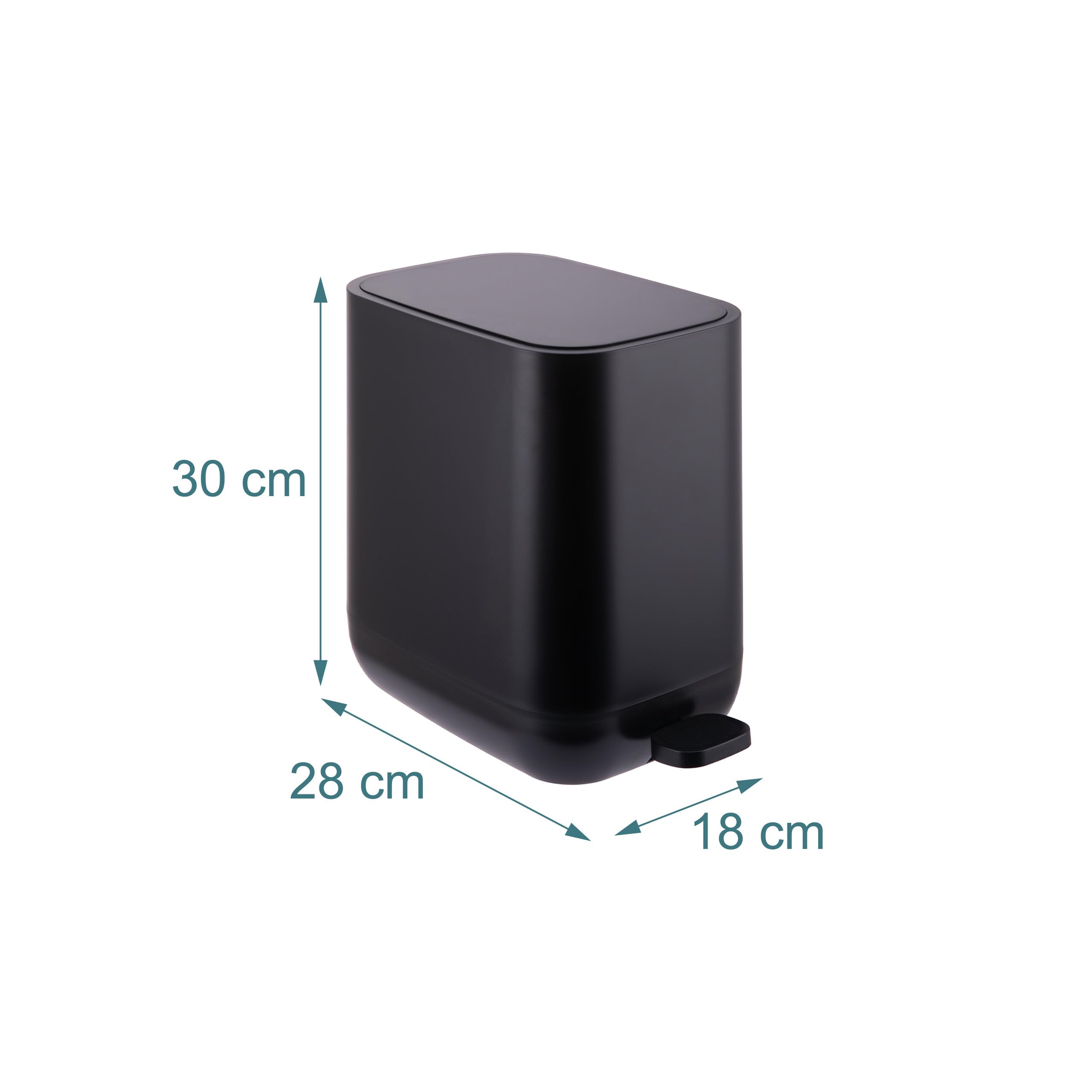 Relaxdays Cestino Relaxdays, 7 L, Chiusura Soft, Secchio Interno Rimovibile, plastica Opaca, a Pedale, Nero, 30x18x28 cm