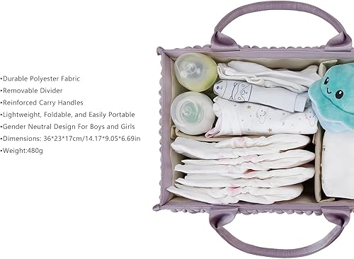 Miniatura 4 de MOMIGO Fahion Mahua - Organizador de pañales para bebé, resistente al agua, cesta de almacenamiento para pañales y toallitas de bebé, organizador de