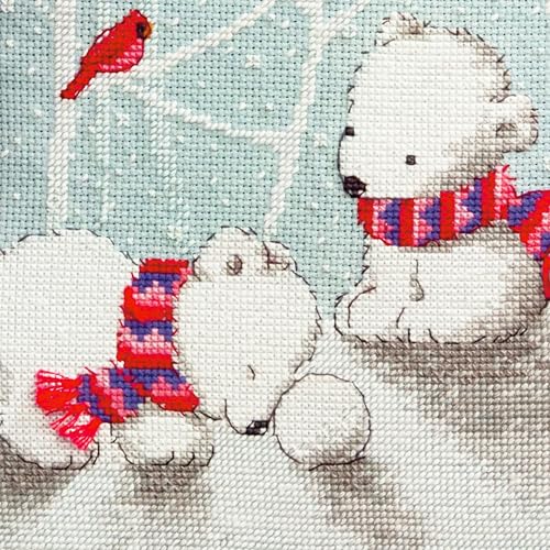 image for Dimensions Counted Cross Stitch 'Snow Bears' Personalized Christmas St