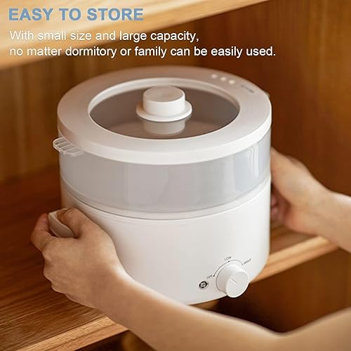 Miniatura 6 de Vaporizador eléctrico para cocinar, olla antiadherente de esmalte de cerámica de 2 litros, cocina eléctrica multifuncional de doble potencia,