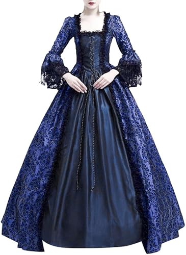 Miniatura 2 de Wkishenl Vestido del siglo XVIII para mujer, vestido victoriano de mangas acampanadas, vestido de reina, vestido medieval vintage, disfraz