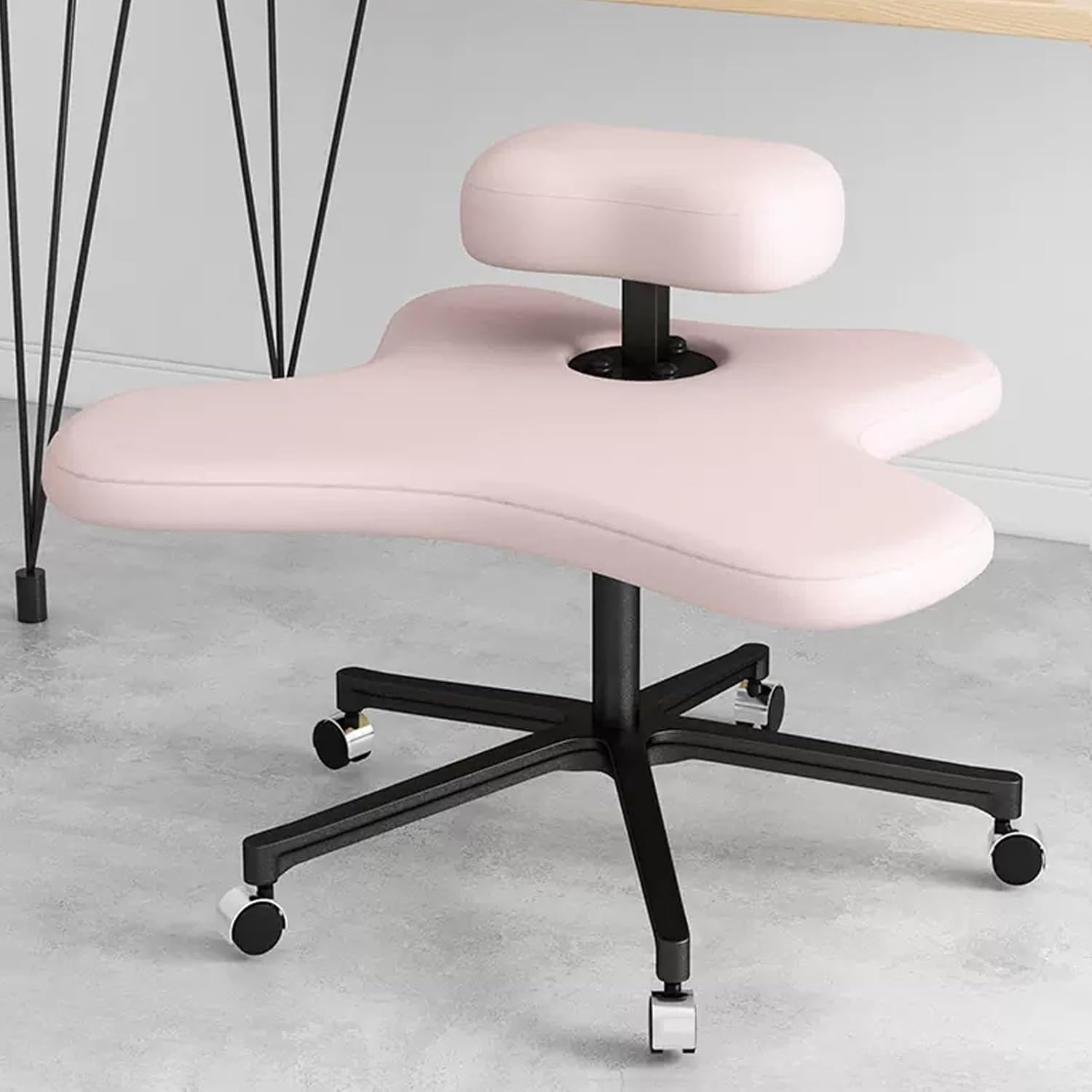 Ergonomic Kneeling Chair, Posture Corrective Chair, Height Adjustable Office Stool, Knee Support Chair to Relieve Back Pain & Improve Posture, Brake Casters, for Home&Office(Black)