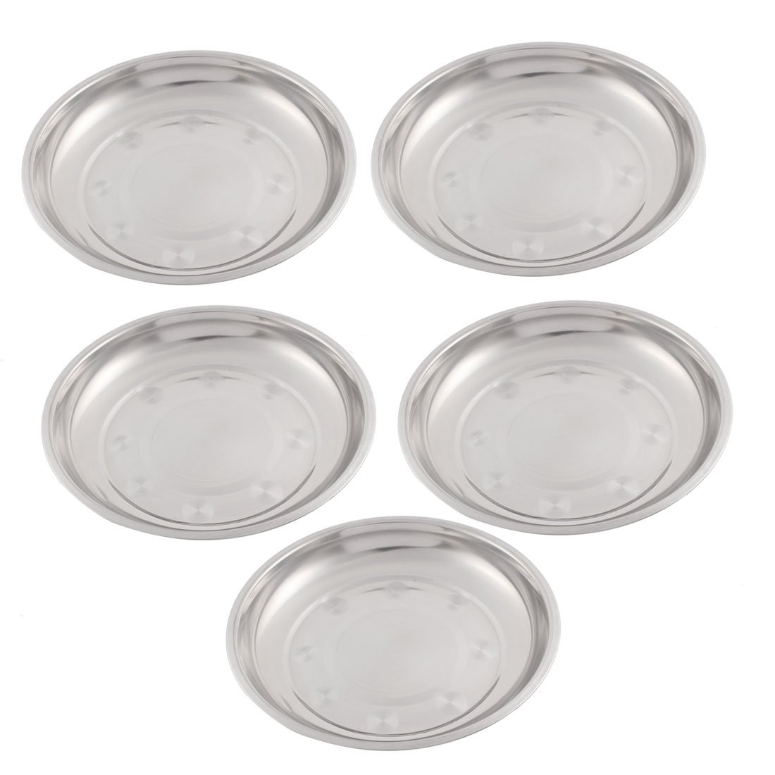 Set di 5 vassoi in acciaio inox, 22 cm, color argento, per casa, cucina, barbecue, par e stoviglie per fette