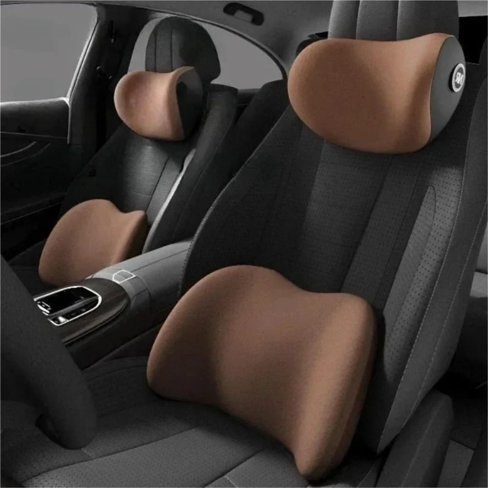 Car Pillow Driving Seat Poggiatesta per auto, supporto lombare in memory foam, supporto lombare cervicale, universale, poggiatesta per auto, cuscino per ufficio(Coffee Lumbar)