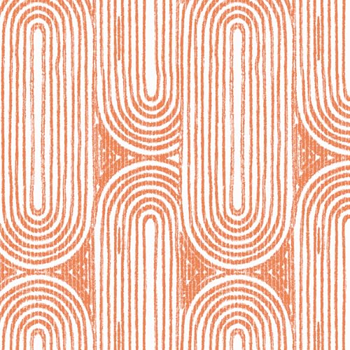 Livelynine 17.5x276 Peel and Stick Wallpaper Funky Orange White Boho Chic Geometric...