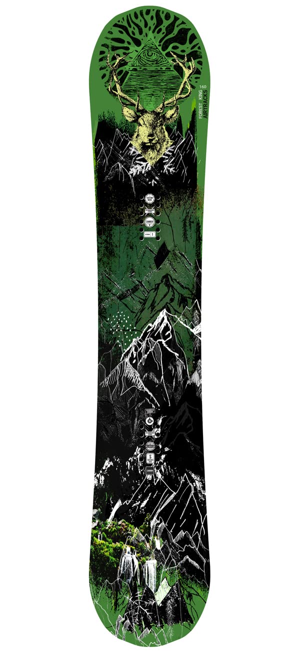 Airtracks Snowboard Set Tavola Forest King Carbon Wide Hybrid Rocker Uomo + Attacchi Star o Master + Sacca Nuovi 153 156 160 cm