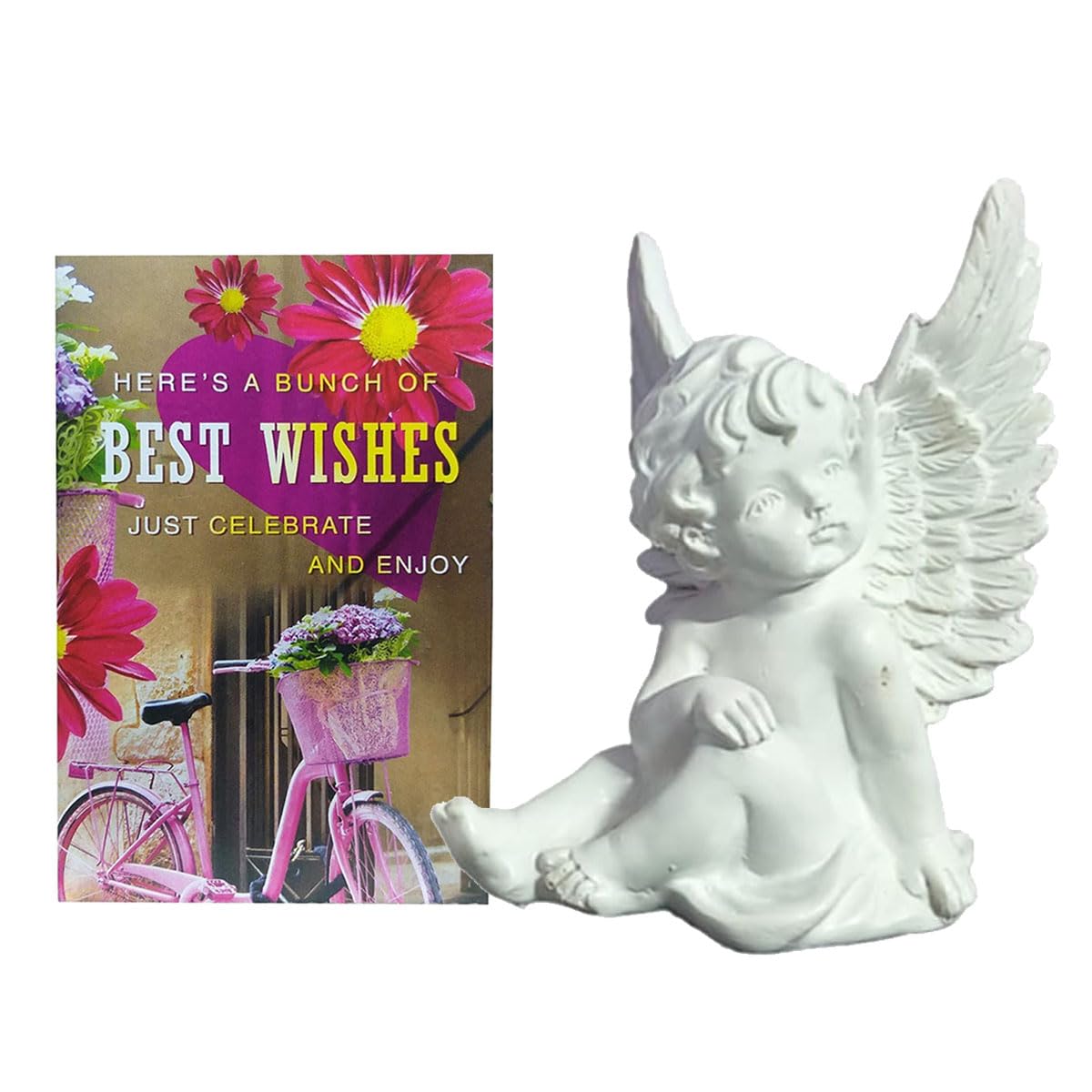 Saugat Traders Best of Luck Gifts for Student - Best Wishes Greeting Card with Angel Showpiece - All The Best Gifts For Exams Student, Friends - Good Luck Gift
