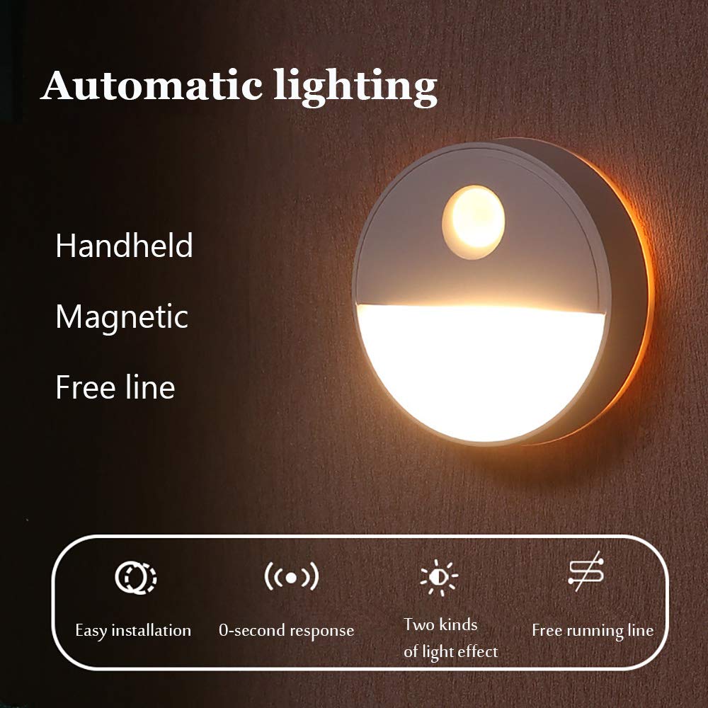 La luz del Sensor, Armario de luz, luz de Noche LED portátil, 2 súper Brillante Leds, Batería, inalámbrica, Stick-On, en Cualquier Lugar luz Nocturna (3 Pack),Warm Light
