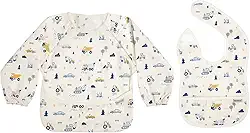 haakaa Conjunto de babador de bebê impermeável, à prova de bagunça de manga comprida e babador leve para comer, babador de alimentação infantil para desmame de bebês, lavável na máquina para 6 a 24