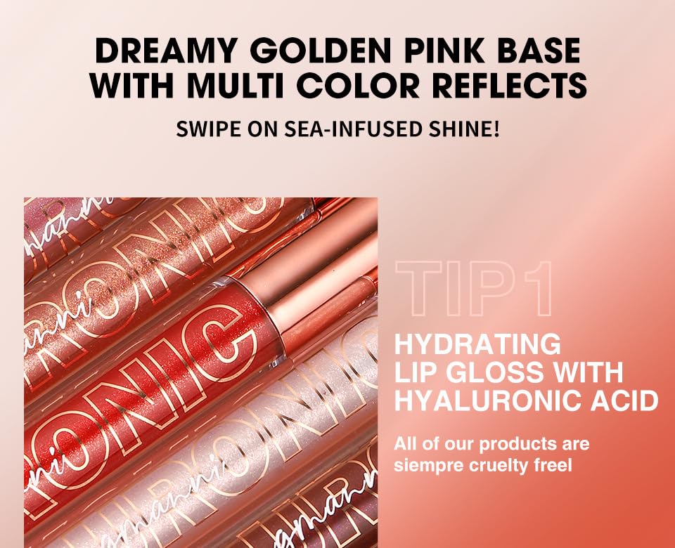 Hyaluronic Lip Oil Moisturizing Lip Gloss with Hyaluronic Acid No-Sticky Lipgloss Care, Fruit Flavoured Big Brush Head Lip Oil For Dry Lip Glitter Shine Lip Glaze Gift for Women (01,02,03) - Image 6