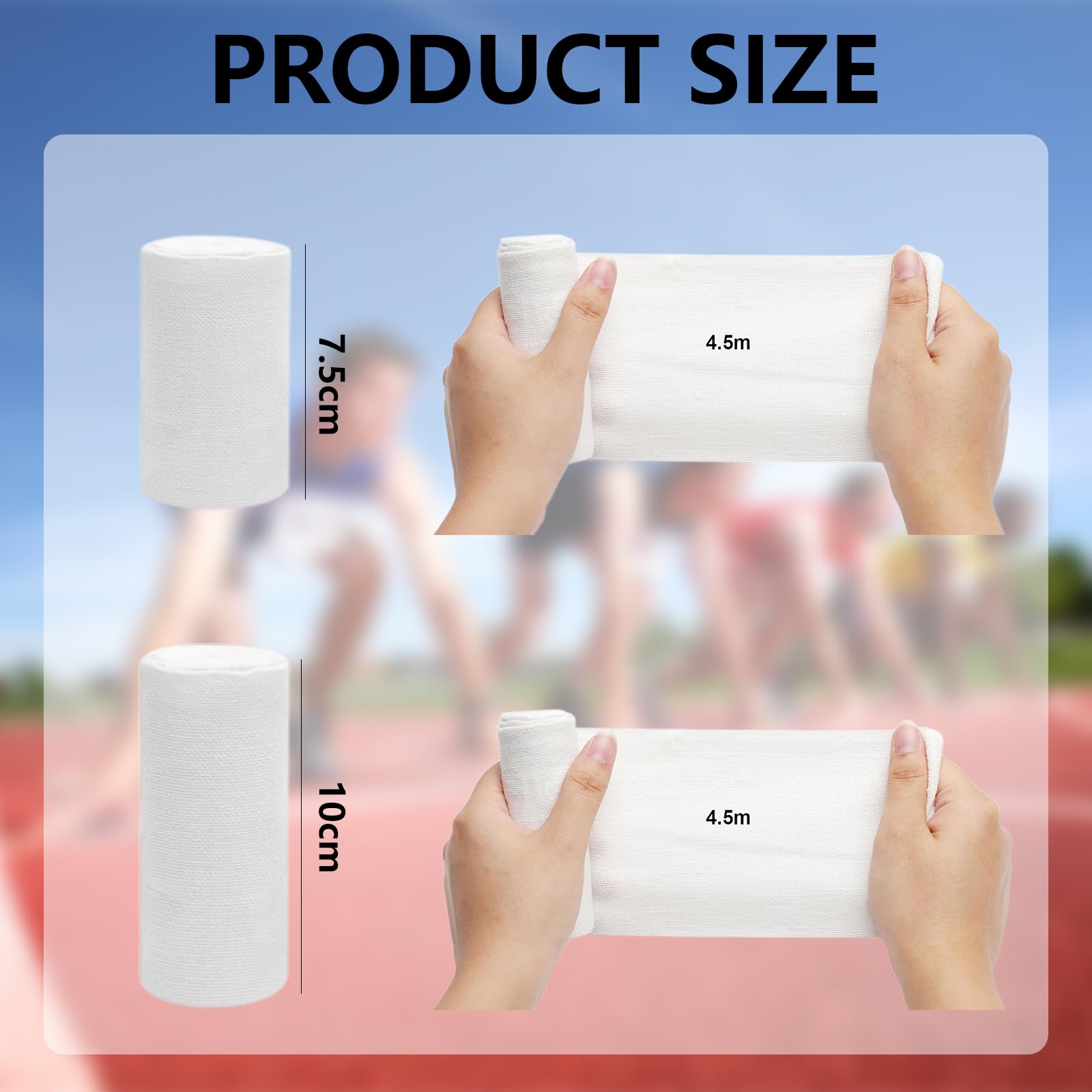 6 Piezas Rollo De Venda Elástica, Envoltura de Venda EláStica Rollo de Envoltura de CompresióN con Clips MetáLicos Adicionales para Soporte de Tobillo (7.5/10 Cm)