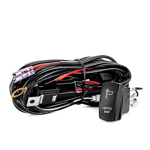 Miniatura 16 de WeiSen Arnés de cableado para señal de giro UTV con interruptor basculante, fusible de relé intermitente, 20 AWG 2 cables 12V/24V, kit de cableado