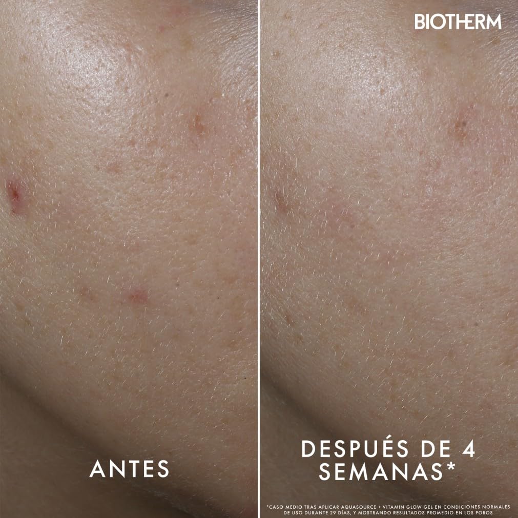 Biotherm Aquasource Vitamin Glow, Gel Crema Hidratante, Rostro Luminoso, Barrera Cutánea Reforzada, Enriquecido con Vitamina B3 y Astaxantina, 50 ml.