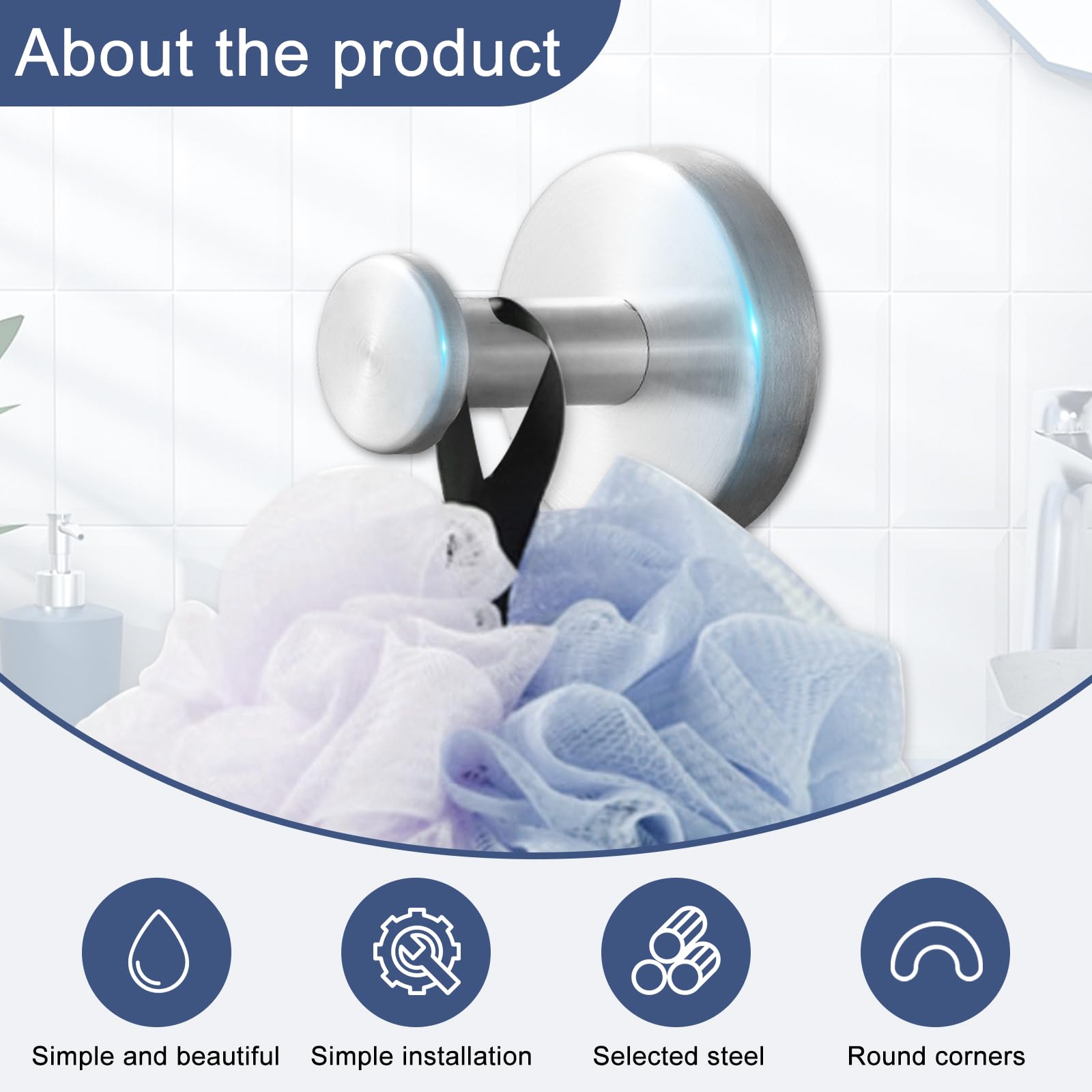 HhBdy Suction Hooks Door Hooks for Shower for Hanging Towel Coat Stainless Steel Heavy Duty for Bathroom Kitchen(Silver) - Image 3