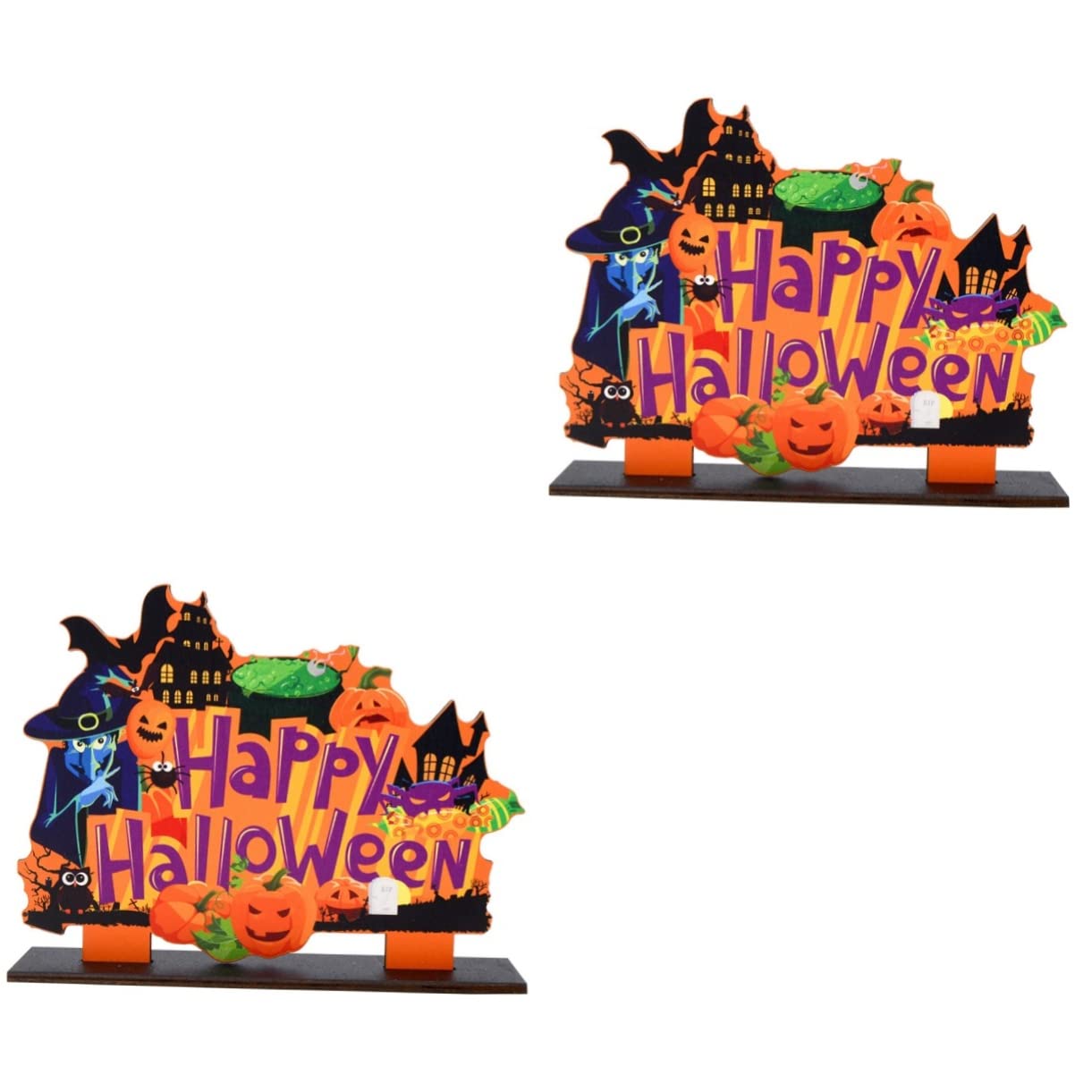 Adornos de madera de Halloween PRETYZOOM de 2 piezas para interiores de casa