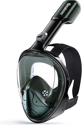 Vista 14 de Greatever Máscara de esnórquel de cara completa, equipo de esnórquel para adultos con el último sistema de respiración de parte superior seca y Azul