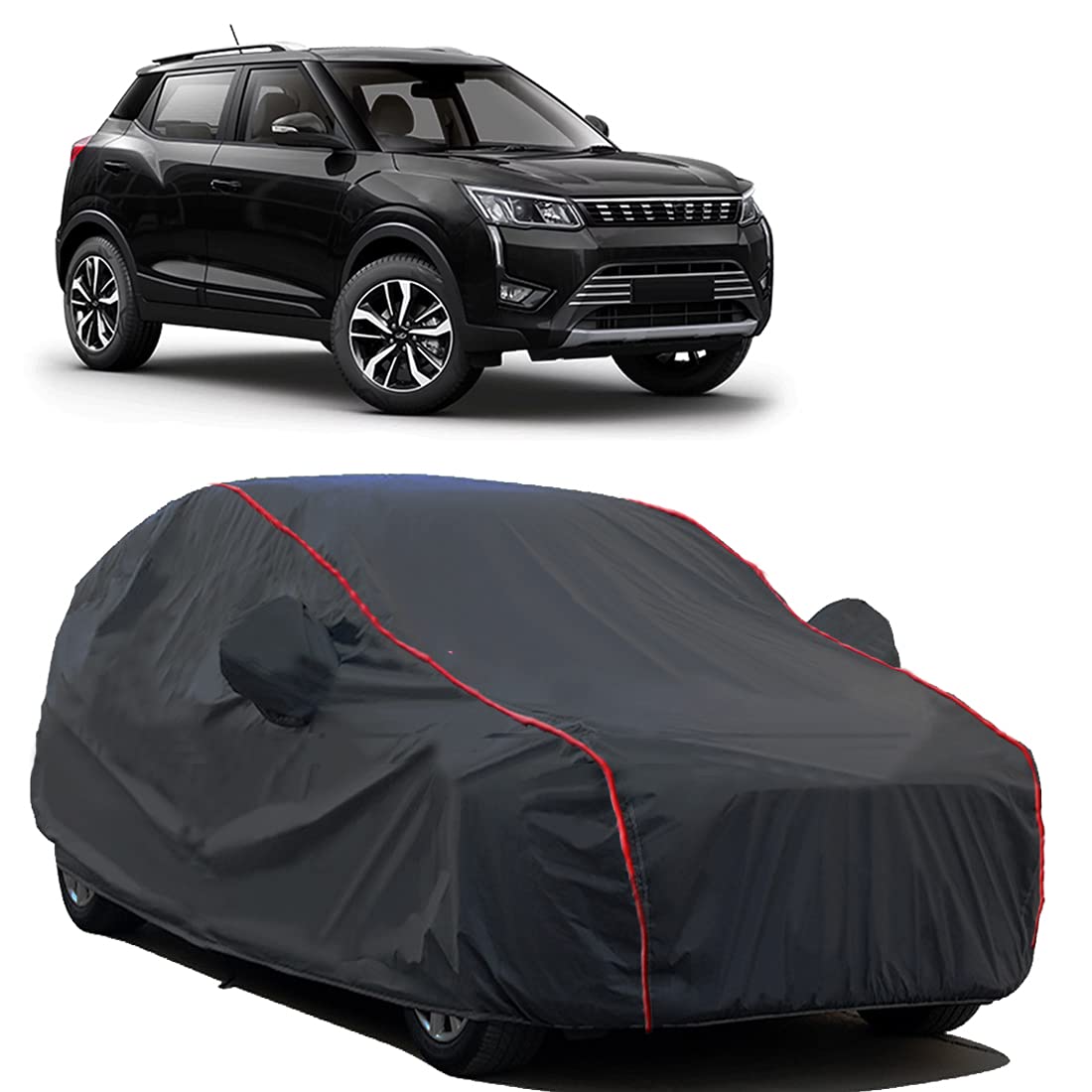 New Generation PEVA Scratchproof, Water Resistant Windproof - All Weatherproof car Cover with Mirror Pocket, Piping & 4 Wheel Straps. (Compatible with Mahindra XUV 300)