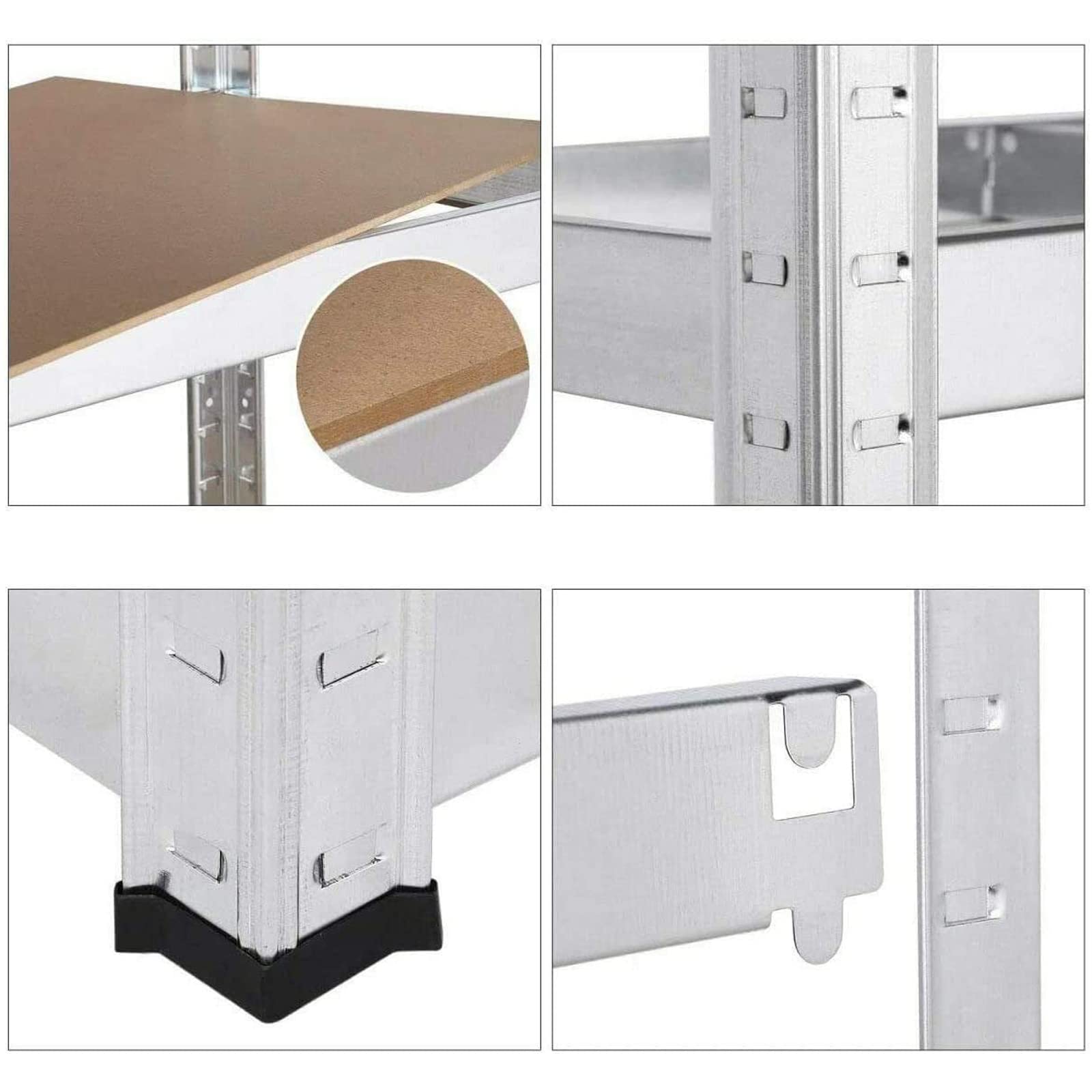 Metalowe półki do przechowywania z 5 półkami 200 x 100 x 50cm, półki ze stali i MDF Przemysłowe Przechowywanie Kuchnia Spiżarnia Garaż, 875 kg Półka do ciężkich ładunków
