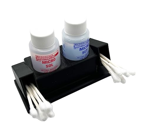 Miniatura 8 de Jeff Did It! Micro SolSet Microscale Anti-TipAnti-Slip Bottle Set Holder 1 oz Bottle Micro Series with Rubber Feet, Cotton Swab Holder & Brush Rest