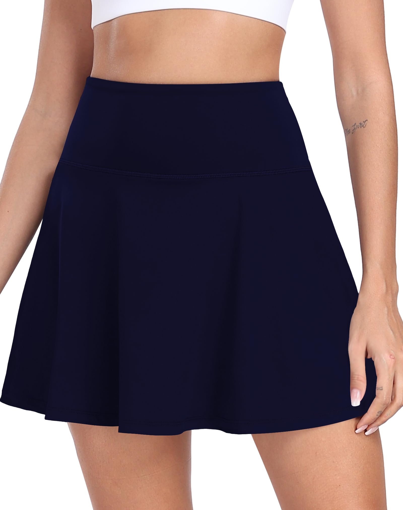 Falda de tenis plisada para mujer con pantalones cortos debajo de la falda de golf atlética de cintura alta con volantes para correr y entrenar QYY24027