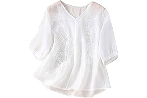 3/4 Sleeve Cotton Linen Tops for Women