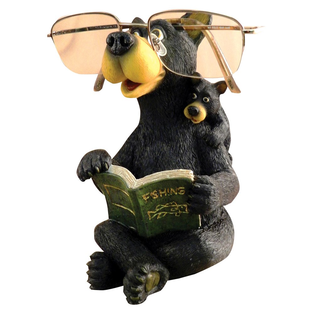 BLACK FOREST DECOR - Bear & Cub Eyeglasses Holder - Rustic Lodge Décor for Cabin Nightstand - 6" x 3.1" x 3.2"