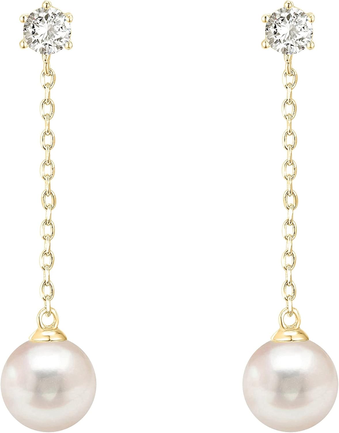 Miniatura 3 de PAVOI Aretes de plata de ley chapados en oro de 14 quilates con perlas Aretes de perlas para mujer, Perla