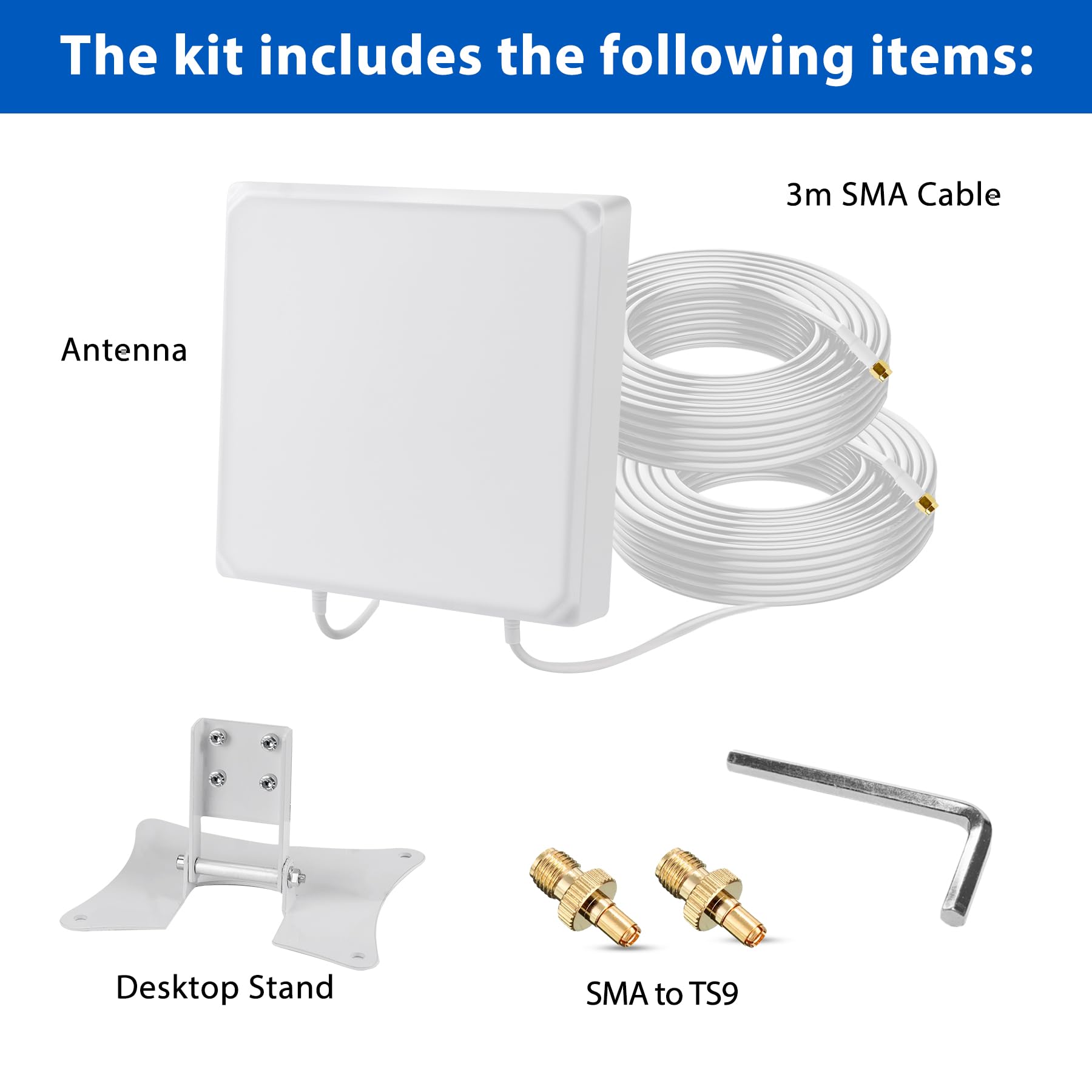 Antenna 5G/LTE/4G per router/hotspot/gateways | 7 dBi ad alto guadagno | antenna direzionale MIMO | cavo SMA da 3 m + adattatore TS9 | interno ed esterno