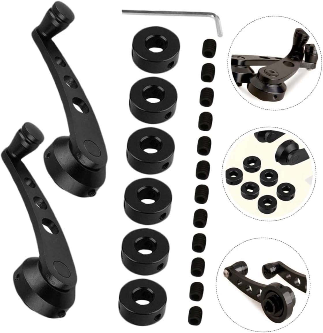 Cabilock 4pcs Aluminum Alloy Car Window Crank Handle Replacement Fit Sleek Design