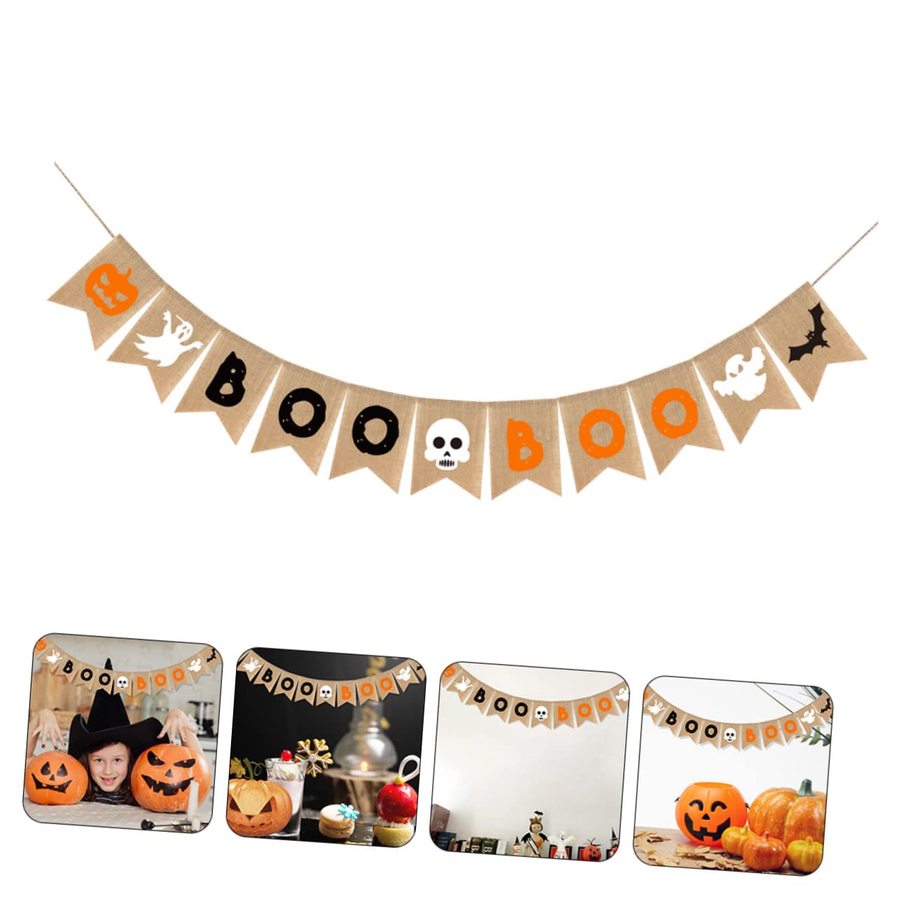 TOPBATHY 4 Stück Boo-Banner Dekorative Wimpelkette Halloween-Party-anhänger Halloween-Mantel Türanhänger Halloween Hängende Banner Halloween-Party-Banner Halloween-Party- Sackleinen