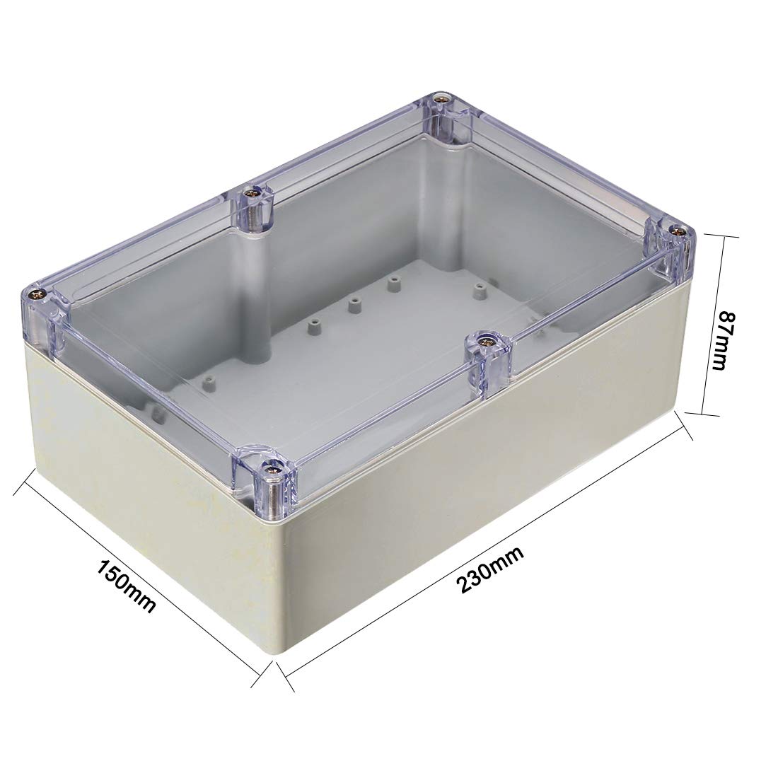 sourcingmap 230x150x87 mm,9.06x5.91x3.43 Zoll wasserfester elektronischer ABS-Kunststoff DIY Abzweigkasten Projektkasten Gehäuse Gehäuse für Außen- und Innenbereich mit transparenter Abdeckung
