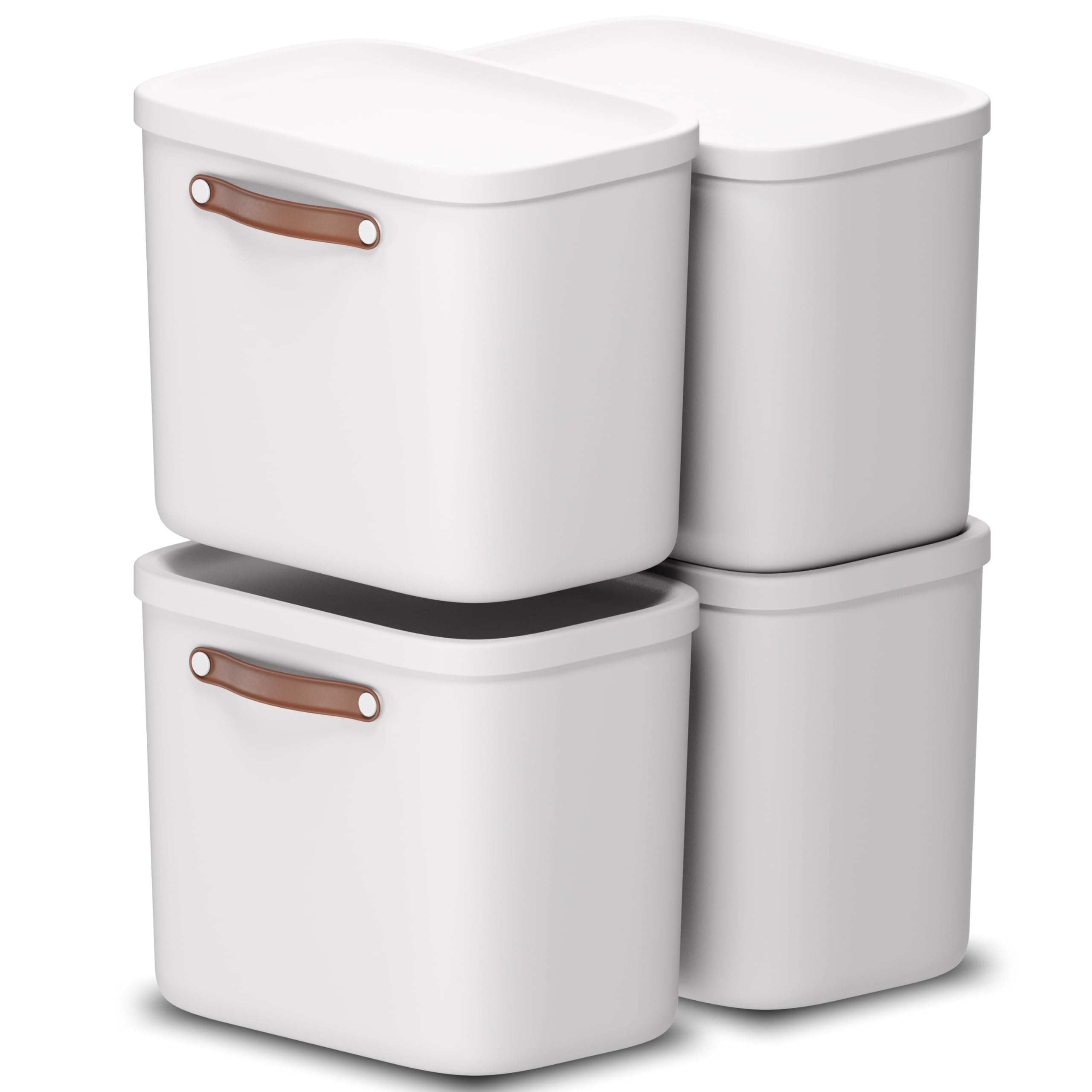 Rotho Maloja Storage box 25L (Pack of 4) Plastic Storage Bins (PP recycled), 25 (39.5 x 26.5 x 34.0 cm)