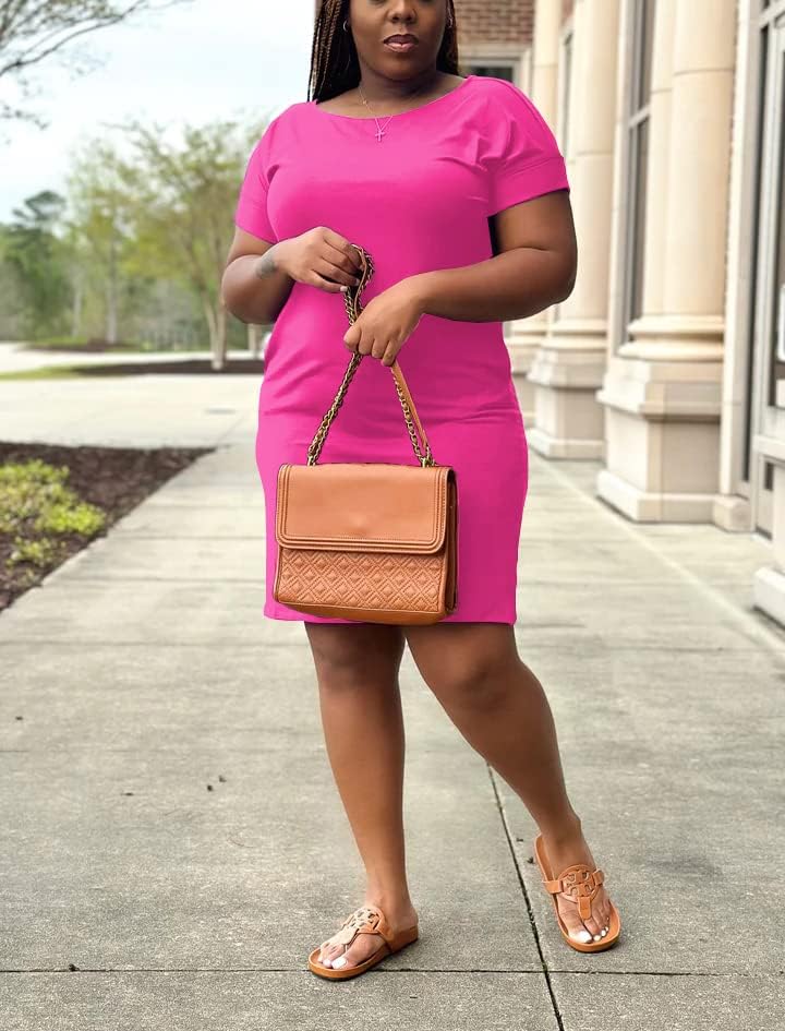 PINSV Women Plus Size Summer T Shirt Dresses Short Sleeve Casual Tunic Dress with Pockets - Image 6