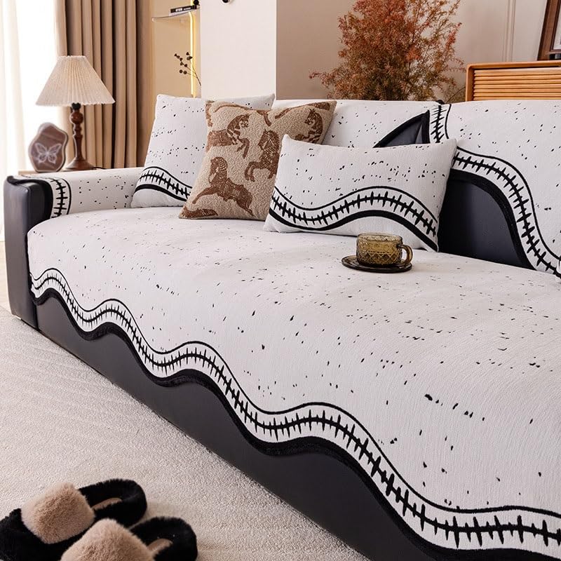 Housses antidérapantes pour canapé causeuse | Tissu blanc doux