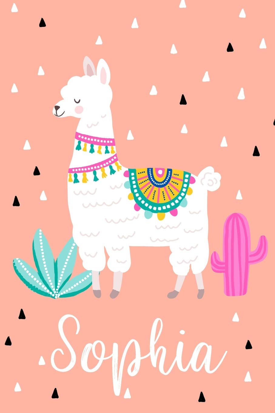 Sophia: Personalized with name - cute notebook for girls women with cute llama alpaca cactus 6x9 inch. blank lined journal