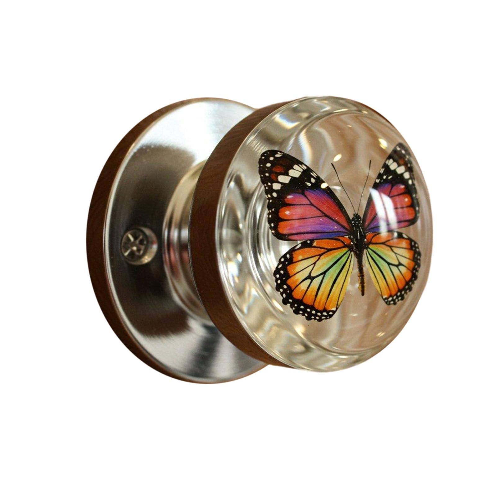 anwhriet Elegant Crystal Clear Door Knob - Round Transparent Resin Handle with Floral & Animal Designs for Vintage & Modern Interior Door Hardware 9