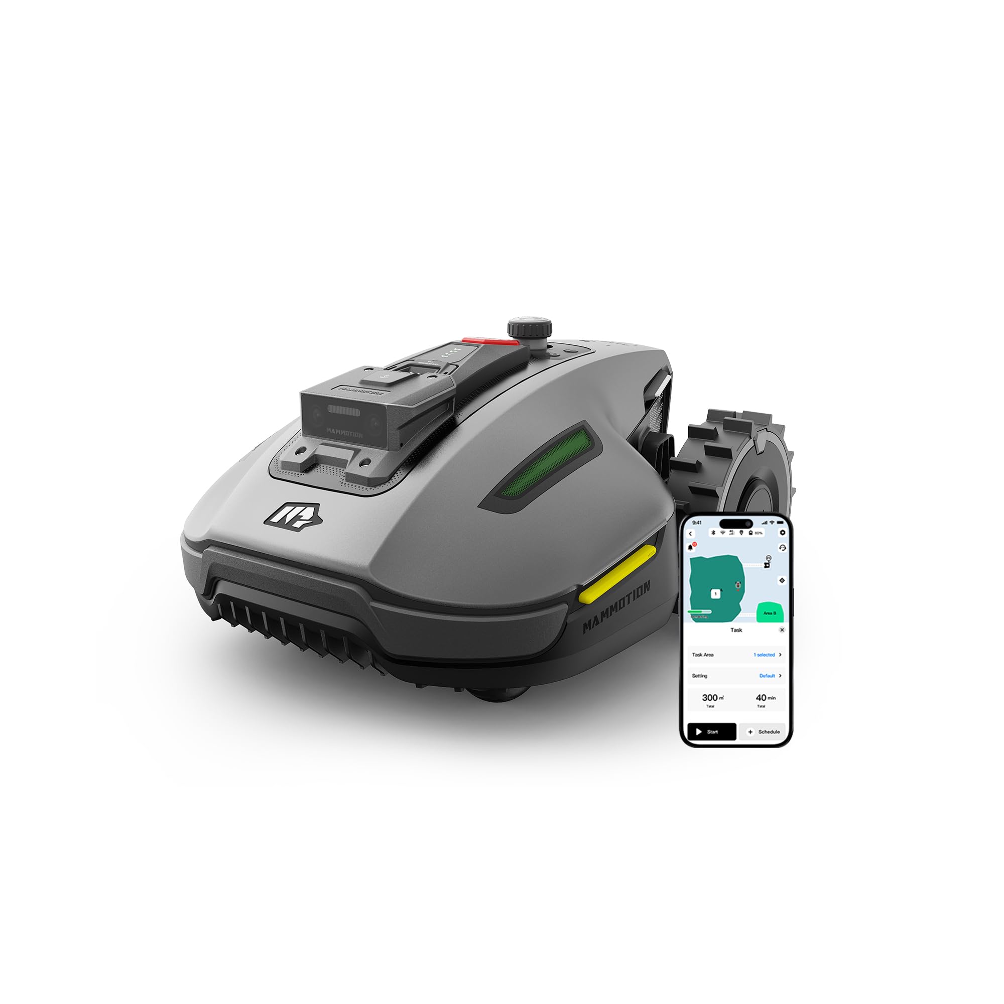 MAMMOTION YUKA Mini 700 Robot Cortacésped Perimetral sin Cables, Recomendado 700m², MAX. 1100m², Auto Mapping Visión 3D AI, 50% Pendiente, 5 Cuchillas Pivotantes, con Módulo 4G