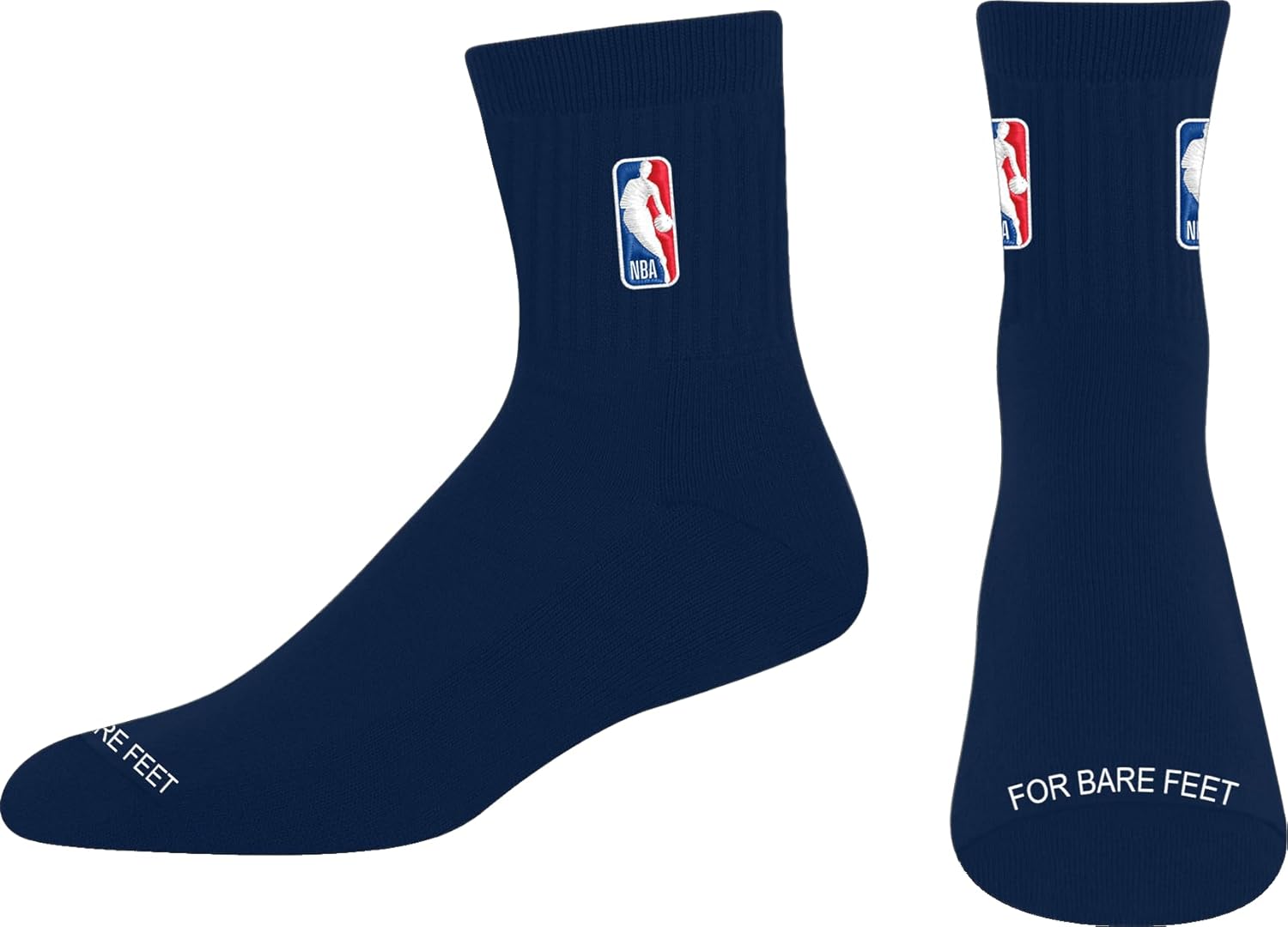 For Bare Feet NBA CLASSIC LOGOMAN Quarter Sock, Navy, Size Large