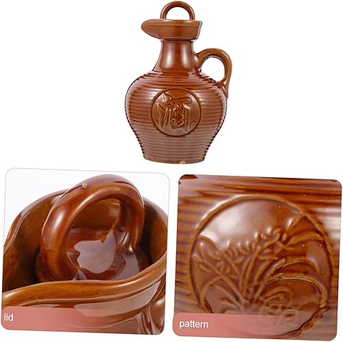 Miniatura 2 de UPKOCH Jarra de arcilla con mango de cerámica, frasco de cadera, jarra de vino de cerámica, hervidor de agua para restaurante, olla para el hogar,