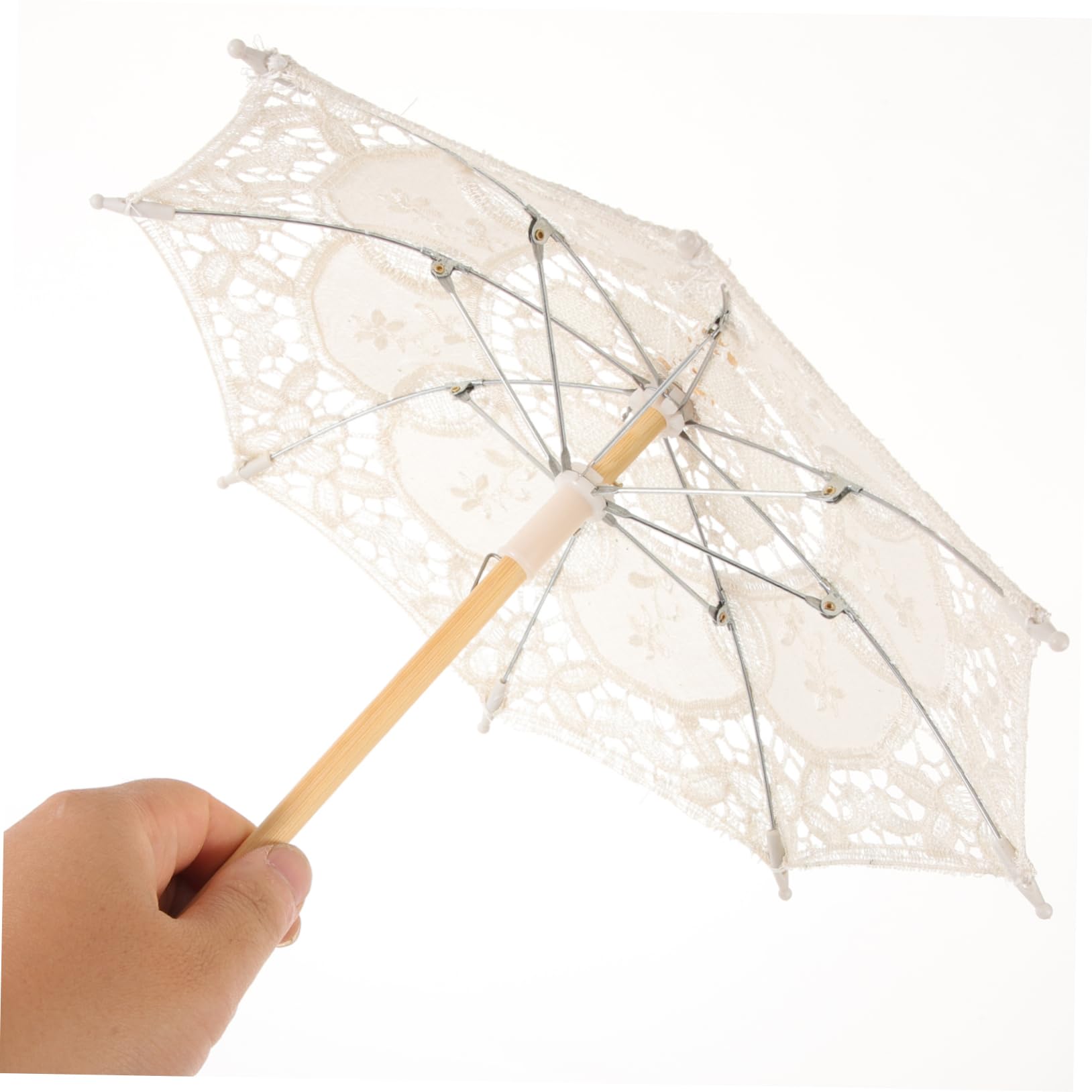 BESTonZON 3pièces Parasol Dentelle Élégante Pour Mariage Accessoire De Photographie Parapluie Décoratif Portable Pour Fêtes Et Événements Spéciaux Couleur Blanche Compacte