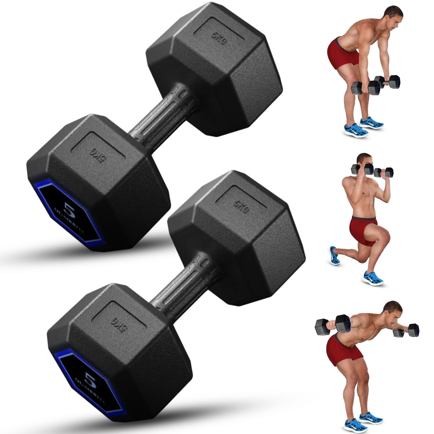 Pesas Mancuernas Hexagonales 10 Lbs Pesas 10 Kg DQST PCS