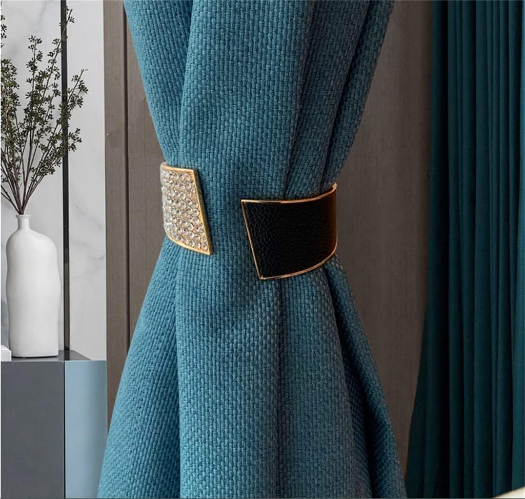 FMURY Curtain Buckle Curtain Belt Metal PU Leather Curtain Buckle No Hole Curtain Clip Home Decor(E)