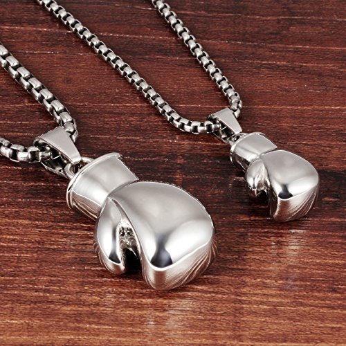 Um Jewelry Vintage Mens Womens Stainless Steel Boxing Glove Pendant Necklace For Couples Silver #TOP1